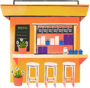 Cute and Vibrant Cafe Stall